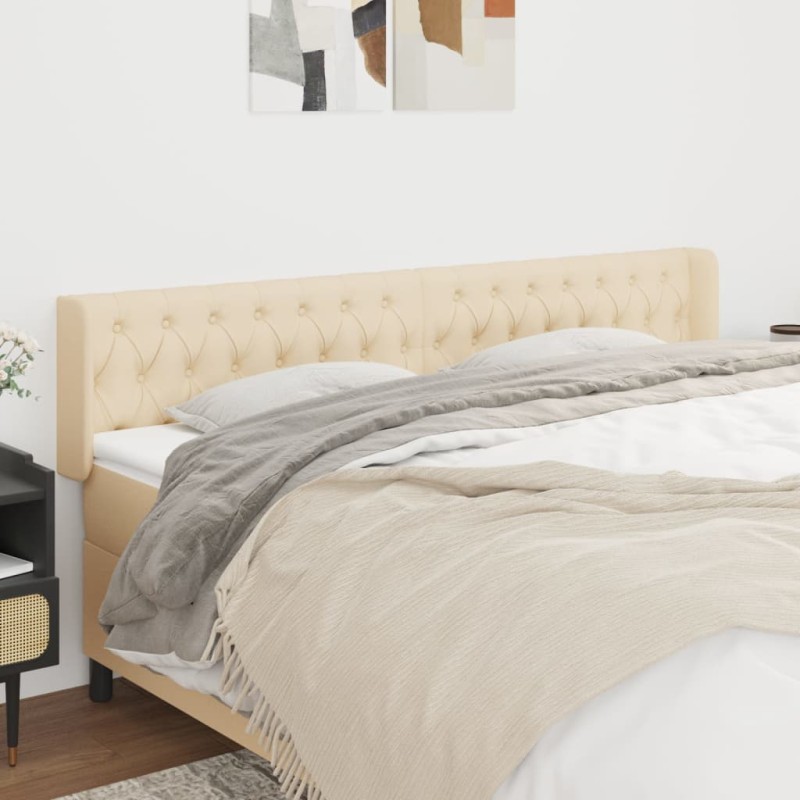 vidaXL Cabecero de tela color crema 203x16x78/88 cm vidaXL Cabecero de tela color crema 203x16x78/88 cm