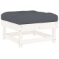 vidaXL Juego de muebles jardín 4 piezas y cojines madera maciza blanco