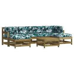 vidaXL Juego de muebles jardín 7 pzas y cojines madera pino impregnada