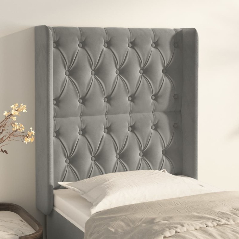 vidaXL Cabecero con orejas de terciopelo gris claro 83x16x118/128 cm vidaXL Cabecero con orejas de terciopelo gris claro 83x16x118/128 cm