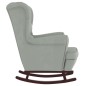 vidaXL Sillón mecedora patas madera y taburete terciopelo gris claro vidaXL Sillón mecedora patas madera y taburete terciopelo gris claro