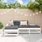 vidaXL Juego de muebles jardín 4 piezas y cojines madera maciza blanco vidaXL Juego de muebles jardín 4 piezas y cojines madera maciza blanco