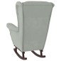 vidaXL Sillón mecedora patas madera y taburete terciopelo gris claro vidaXL Sillón mecedora patas madera y taburete terciopelo gris claro
