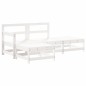 vidaXL Juego de muebles jardín 4 piezas y cojines madera maciza blanco vidaXL Juego de muebles jardín 4 piezas y cojines madera maciza blanco