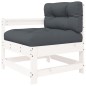 vidaXL Juego de muebles jardín 4 piezas y cojines madera maciza blanco vidaXL Juego de muebles jardín 4 piezas y cojines madera maciza blanco