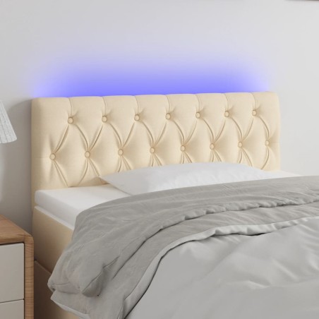 vidaXL Cabecero con LED de tela color crema 100x7x78/88 cm