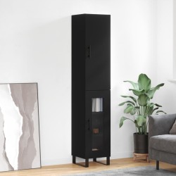 vidaXL Aparador de madera contrachapada negro 34,5x34x180 cm