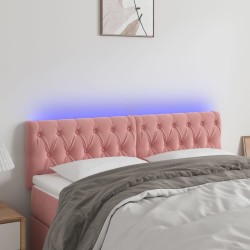 vidaXL Cabecero con LED de terciopelo rosa 160x7x78/88 cm