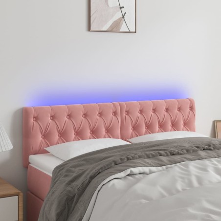 vidaXL Cabecero con LED de terciopelo rosa 160x7x78/88 cm