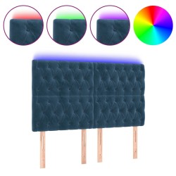 vidaXL Cabecero con luces LED terciopelo azul oscuro 160x7x118/128 cm