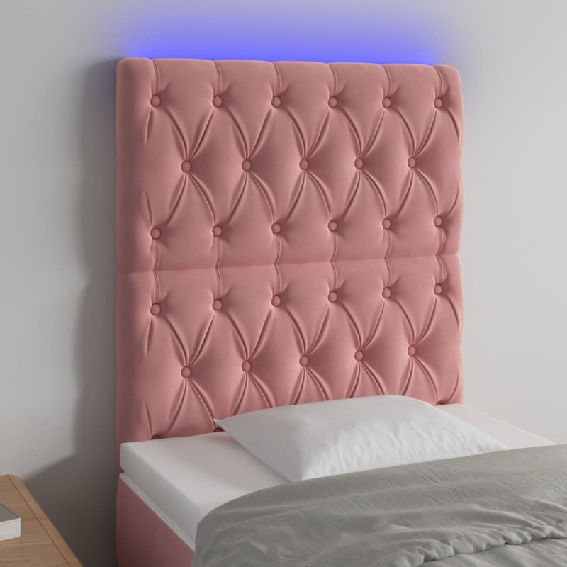 vidaXL Cabecero con luces LED terciopelo rosa 80x7x118/128 cm vidaXL Cabecero con luces LED terciopelo rosa 80x7x118/128 cm