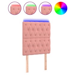 vidaXL Cabecero con luces LED terciopelo rosa 80x7x118/128 cm