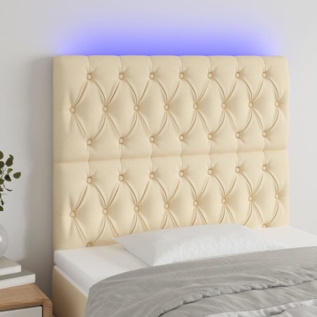 vidaXL Cabecero con luces LED tela crema 100x7x118/128 cm