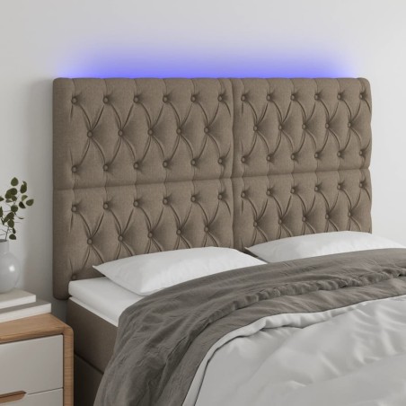 vidaXL Cabecero con luces LED tela gris taupe 144x7x118/128 cm