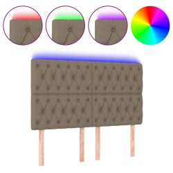 vidaXL Cabecero con luces LED tela gris taupe 144x7x118/128 cm