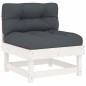 vidaXL Juego de muebles jardín 6 piezas y cojines madera maciza blanco vidaXL Juego de muebles jardín 6 piezas y cojines madera maciza blanco