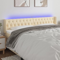 vidaXL Cabecero con LED de tela crema 203x16x78/88 cm