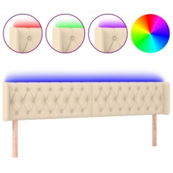 vidaXL Cabecero con LED de tela crema 203x16x78/88 cm