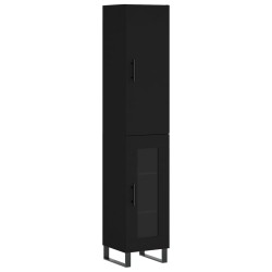 vidaXL Aparador de madera contrachapada negro 34,5x34x180 cm