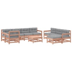 vidaXL Juego de muebles jardín 10 pzas y cojines madera abeto Douglas