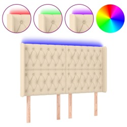 vidaXL Cabecero con LED de tela color crema 163x16x118/128 cm