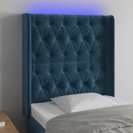 vidaXL Cabecero con LED de terciopelo azul oscuro 83x16x118/128 cm