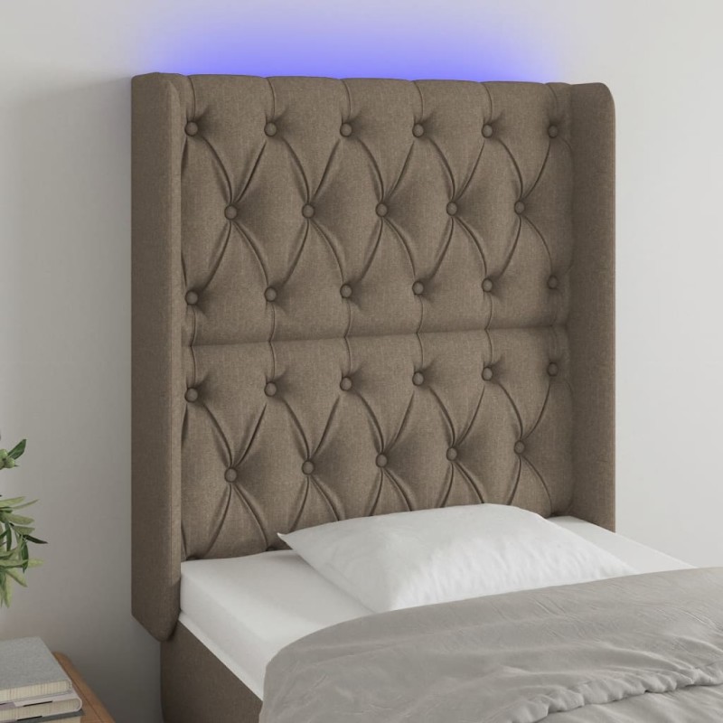 vidaXL Cabecero con LED de tela gris taupe 83x16x118/128 cm vidaXL Cabecero con LED de tela gris taupe 83x16x118/128 cm