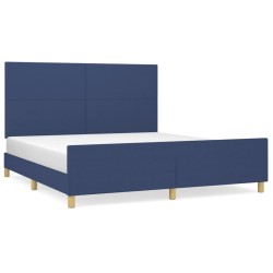 vidaXL Estructura de cama con cabecero de tela azul 160x200 cm