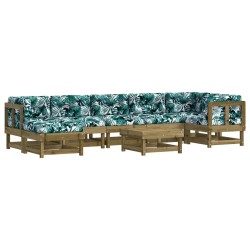 vidaXL Juego de muebles jardín 8 pzas y cojines madera pino impregnada