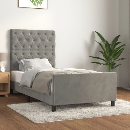 vidaXL Estructura de cama con cabecero terciopelo gris claro 80x200 cm