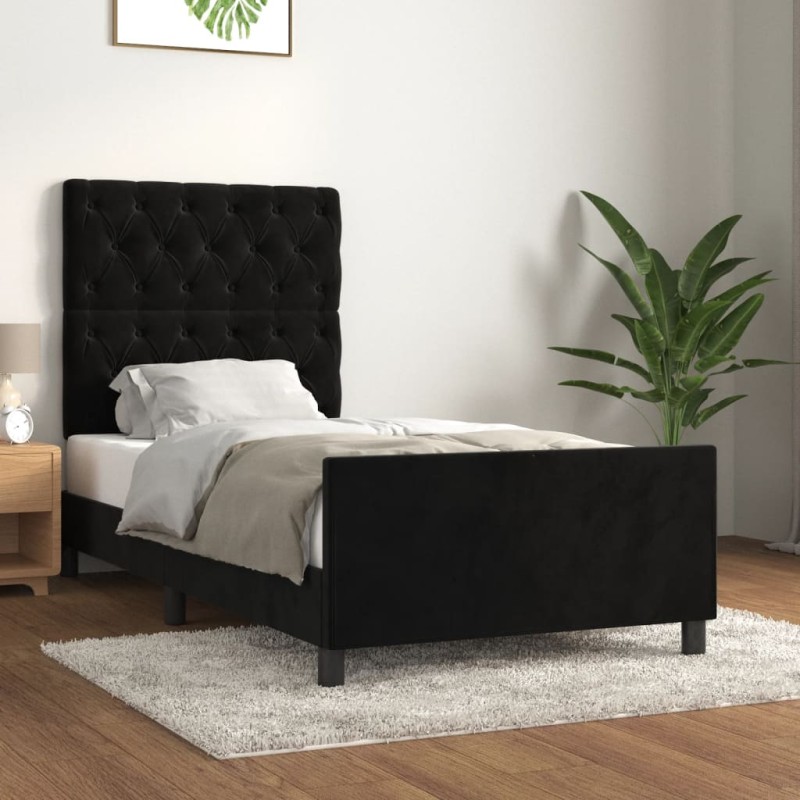 vidaXL Estructura de cama con cabecero de terciopelo negro 80x200 cm