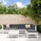 vidaXL Juego de muebles jardín 7 piezas y cojines madera maciza blanco vidaXL Juego de muebles jardín 7 piezas y cojines madera maciza blanco