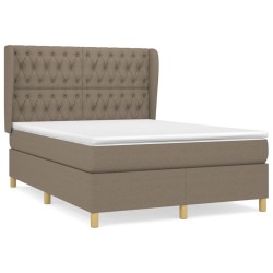 vidaXL Cama box spring con colchón tela gris taupe 140x200 cm