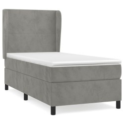 vidaXL Cama box spring con colchón terciopelo gris claro 80x200 cm