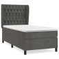 vidaXL Cama box spring con colchón terciopelo gris oscuro 90x200 cm