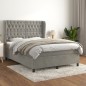 vidaXL Cama box spring con colchón terciopelo gris claro 140x200 cm vidaXL Cama box spring con colchón terciopelo gris claro 140x200 cm
