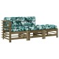 vidaXL Juego de sofás jardín 3 pzas y cojines madera pino impregnada vidaXL Juego de sofás jardín 3 pzas y cojines madera pino impregnada