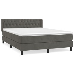 vidaXL Cama box spring con colchón terciopelo gris oscuro 140x190 cm