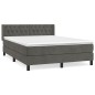 vidaXL Cama box spring con colchón terciopelo gris oscuro 140x190 cm vidaXL Cama box spring con colchón terciopelo gris oscuro 140x190 cm