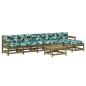 vidaXL Juego de muebles jardín 7 pzas y cojines madera pino impregnada vidaXL Juego de muebles jardín 7 pzas y cojines madera pino impregnada