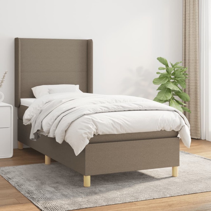 vidaXL Cama box spring con colchón tela gris taupe 80x200 cm vidaXL Cama box spring con colchón tela gris taupe 80x200 cm