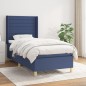 vidaXL Cama box spring con colchón tela azul 90x190 cm