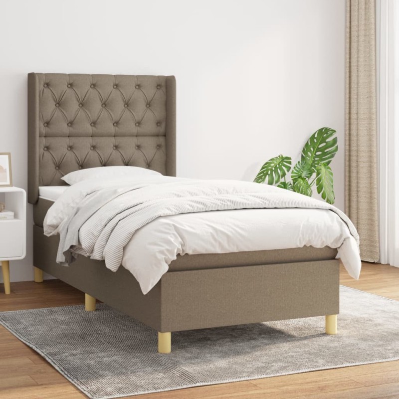 vidaXL Cama box spring con colchón tela gris taupe 80x200 cm vidaXL Cama box spring con colchón tela gris taupe 80x200 cm