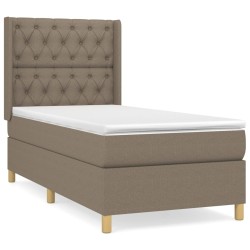 vidaXL Cama box spring con colchón tela gris taupe 80x200 cm