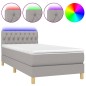 vidaXL Cama box spring con colchón tela y LED gris claro 100x200 cm vidaXL Cama box spring con colchón tela y LED gris claro 100x200 cm