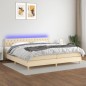 vidaXL Cama box spring con colchón y LED tela crema 200x200 cm vidaXL Cama box spring con colchón y LED tela crema 200x200 cm