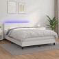 vidaXL Cama box spring colchón y LED cuero sintético blanco 140x190 cm vidaXL Cama box spring colchón y LED cuero sintético blanco 140x190 cm