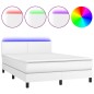 vidaXL Cama box spring colchón y LED cuero sintético blanco 140x190 cm vidaXL Cama box spring colchón y LED cuero sintético blanco 140x190 cm