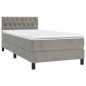 vidaXL Cama box spring colchón y LED terciopelo gris claro 90x200 cm vidaXL Cama box spring colchón y LED terciopelo gris claro 90x200 cm