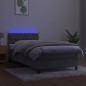 vidaXL Cama box spring colchón y LED terciopelo gris claro 90x200 cm vidaXL Cama box spring colchón y LED terciopelo gris claro 90x200 cm